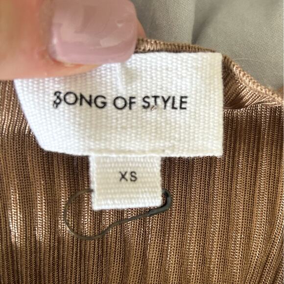 Song of style revolve pleated cross front Pluto mini dress bronze brown size XS - Picture 6 of 9